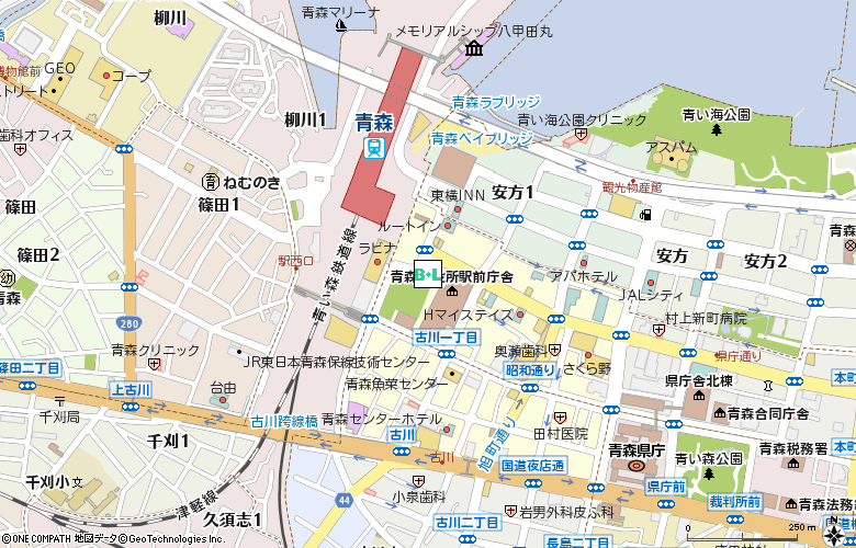 アイシティ　青森駅前店付近の地図